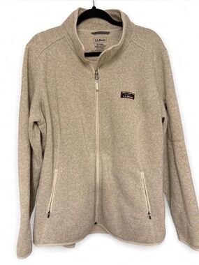 L.L. Bean Women's Beige/Tan Zip-Up Fleece Utility Jacket